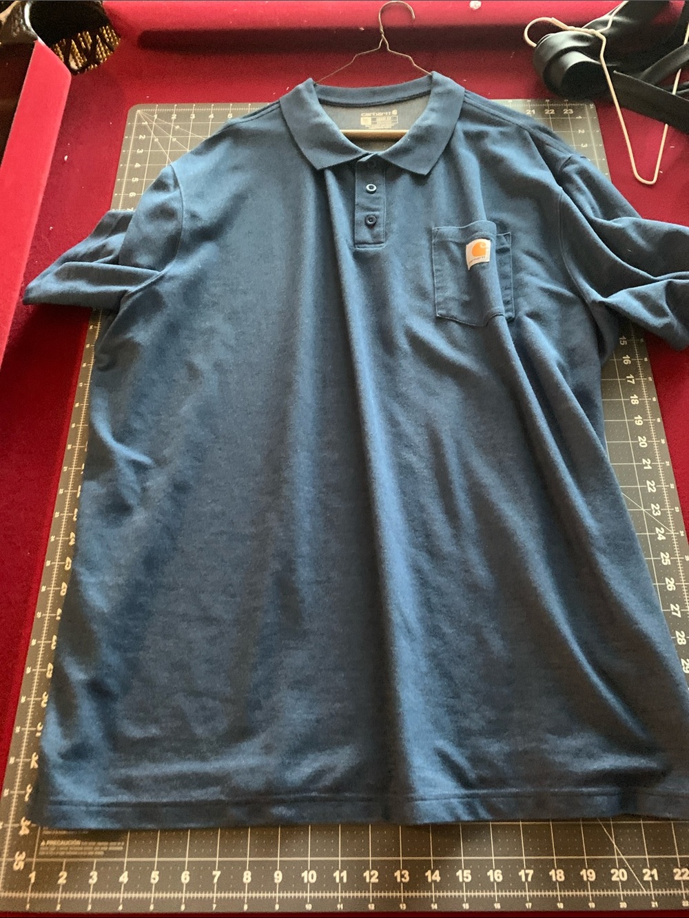 Carhartt Men’s Dark Blue Pocket Polo with Logo Patch